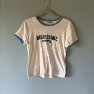 Aeropostale White Tee with Blue Accents